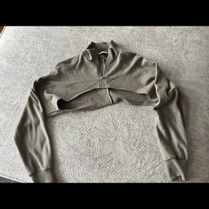 Zara olive green cropped arm sweater